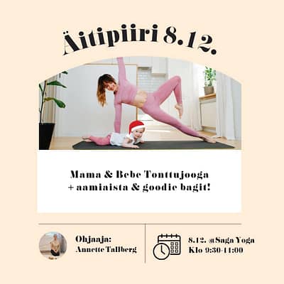 Äitipiirin Pikkujouluaamu 8.12. (9:30-11:00) @Saga Yoga, Punavuori | Mama- & Bebe Tonttujooga